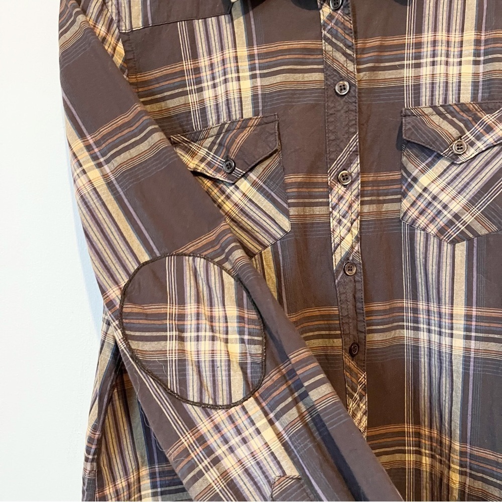 Jules + James Brown Plaid Button Down Shirt. Size Large. - Picture 5 of 8